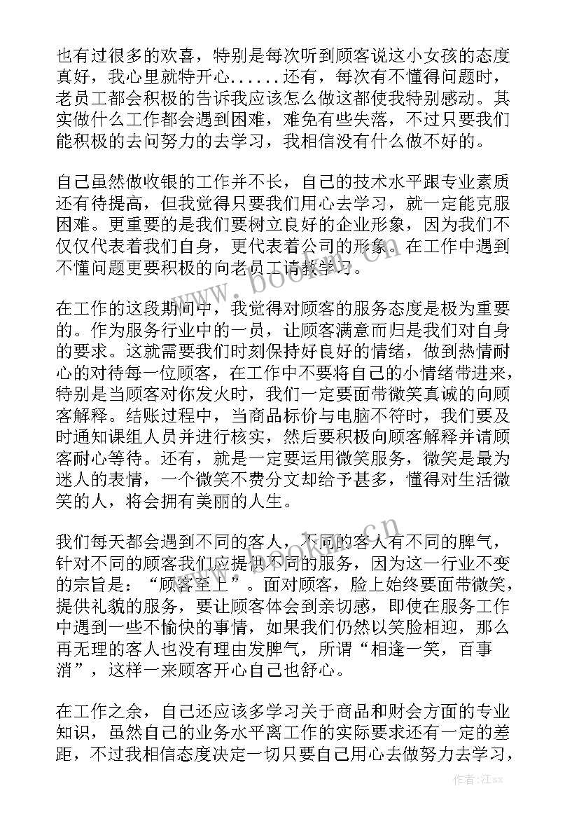 2023年物美超市收银员工作总结 超市收银员工作总结(9篇)