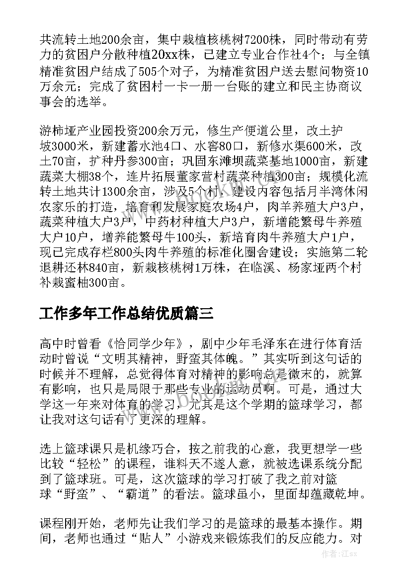 工作多年工作总结优质