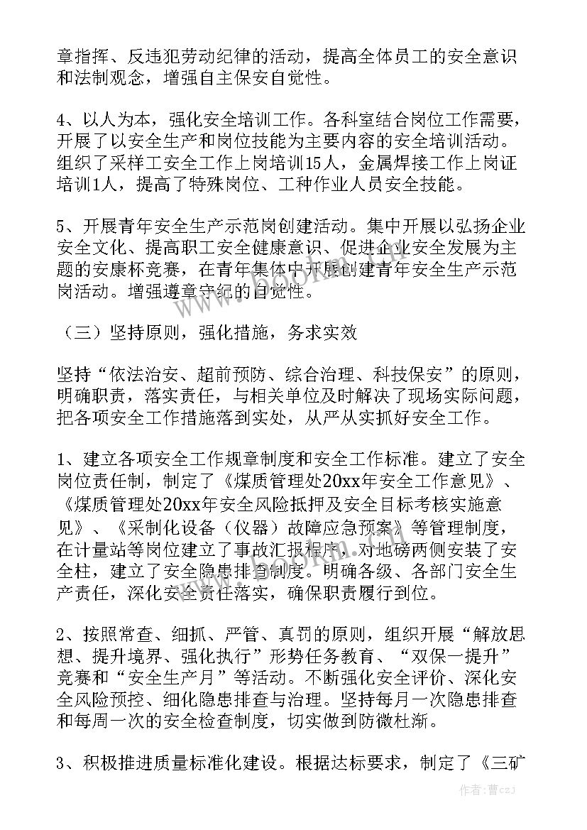 最新煤质采制化工作总结 煤质化验员个人工作总结模板