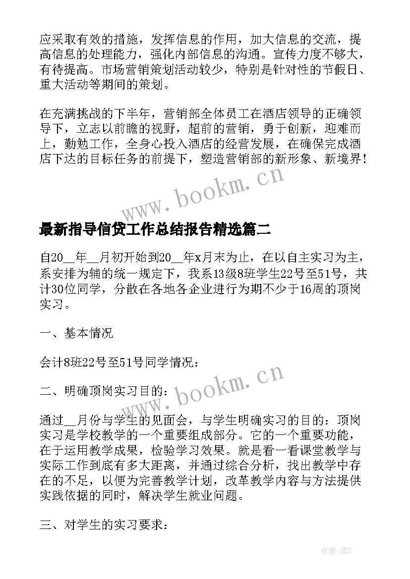 最新指导信贷工作总结报告精选