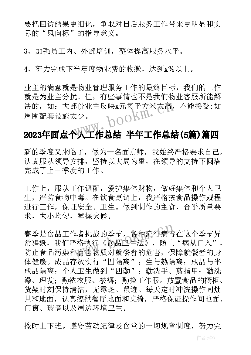 2023年面点个人工作总结 半年工作总结(5篇)