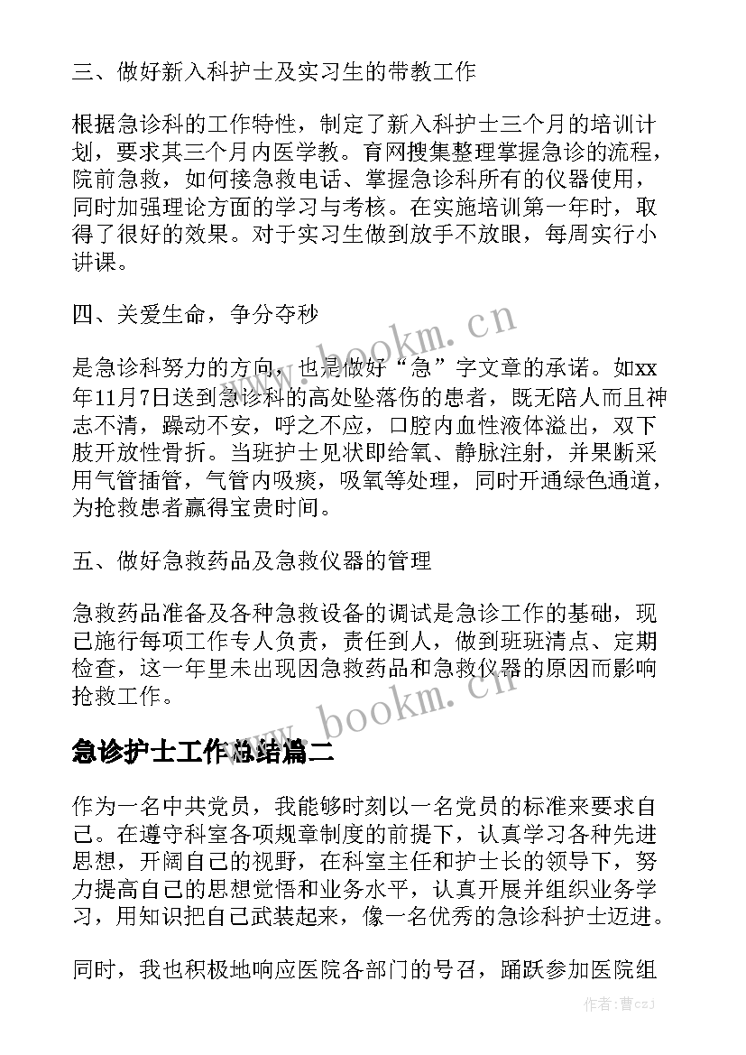 急诊护士工作总结