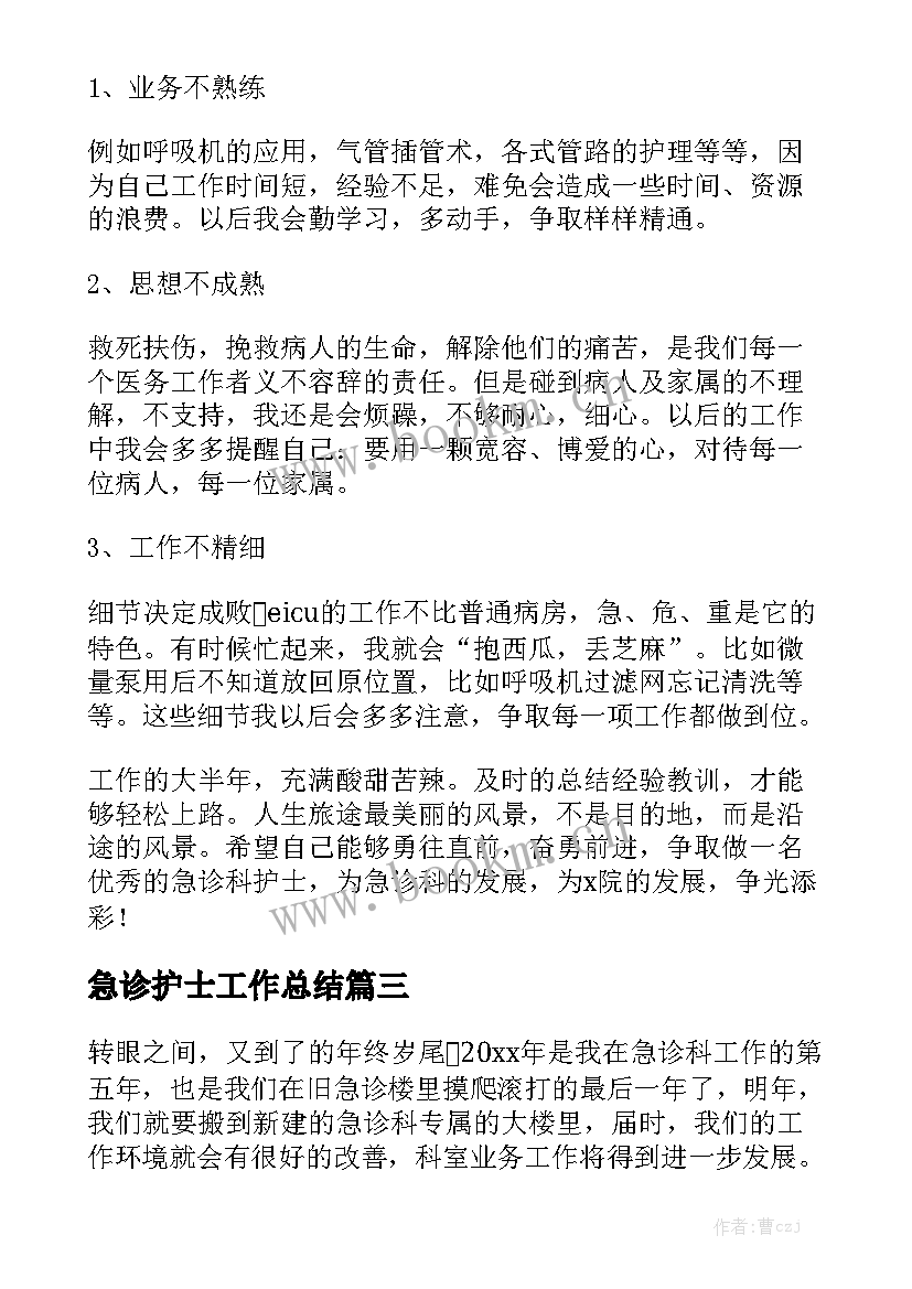 急诊护士工作总结