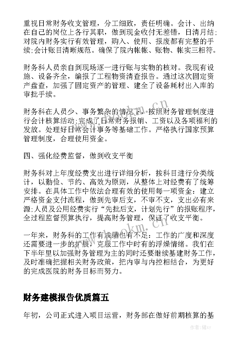 财务建模报告优质