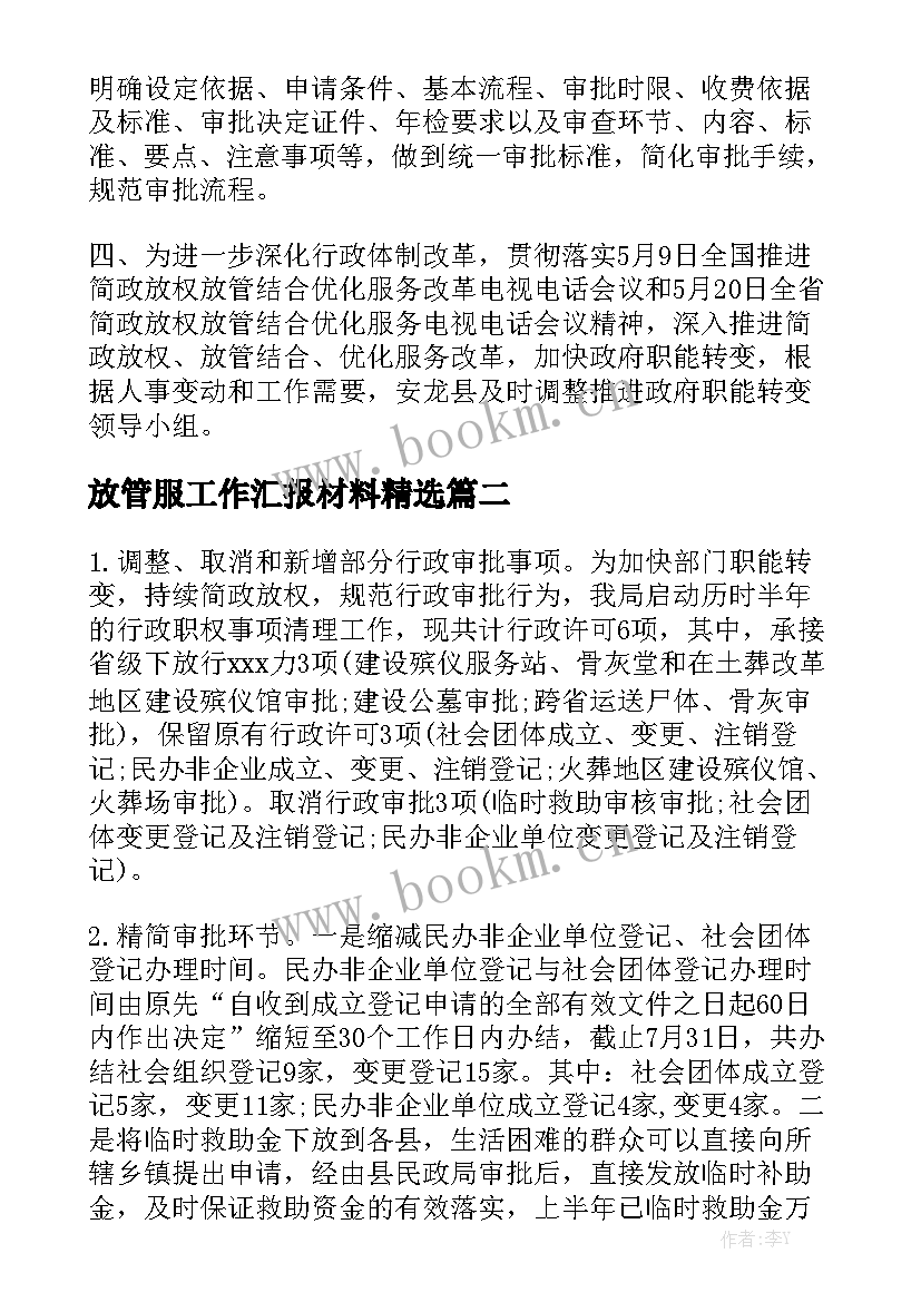 放管服工作汇报材料精选