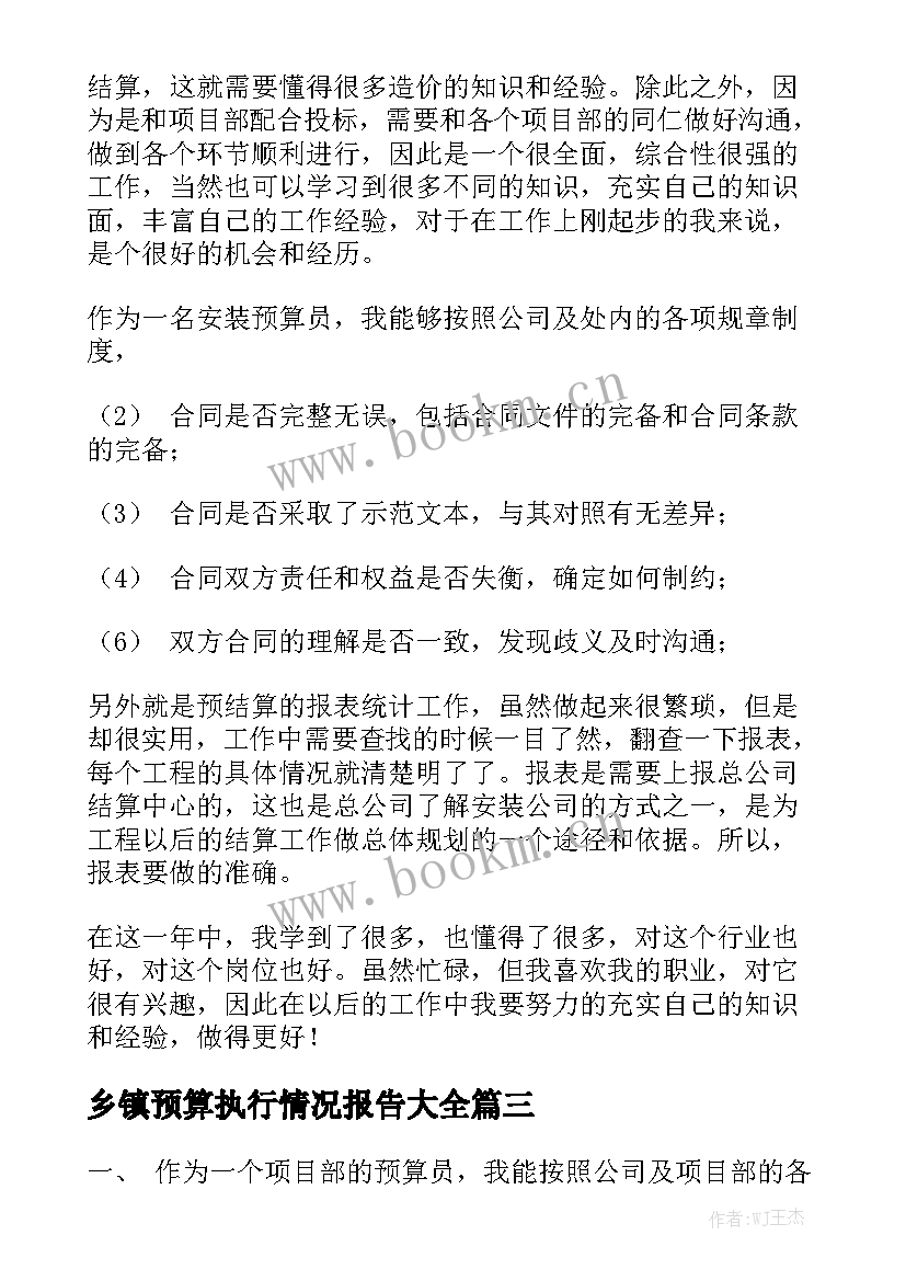 乡镇预算执行情况报告大全