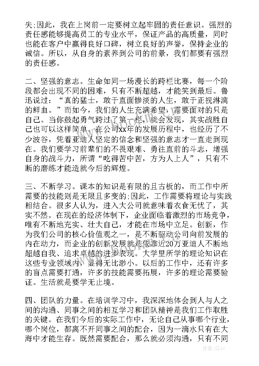 2023年比亚迪工作业绩简述内 比亚迪试用期工作总结系列优秀