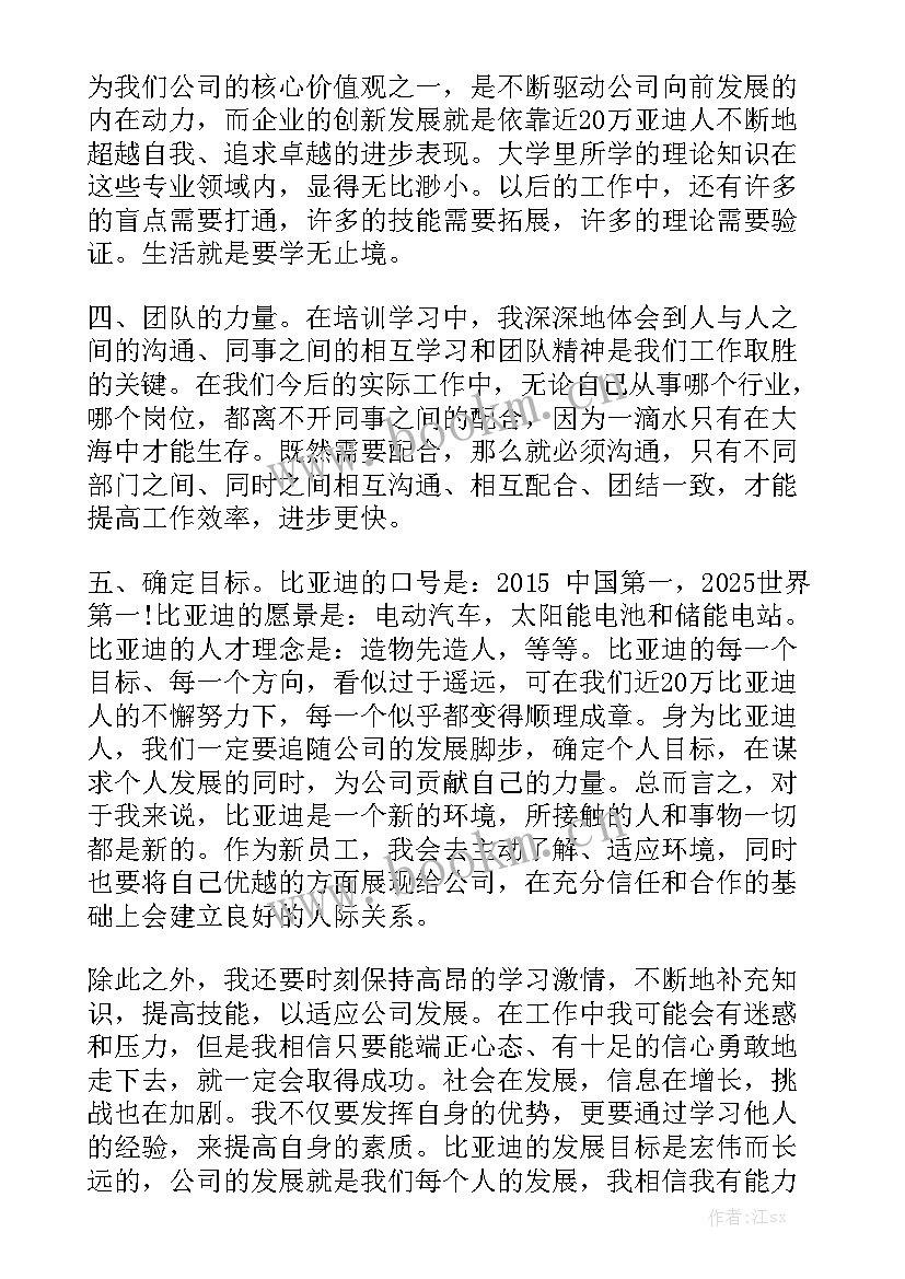 2023年比亚迪工作业绩简述内 比亚迪试用期工作总结系列优秀