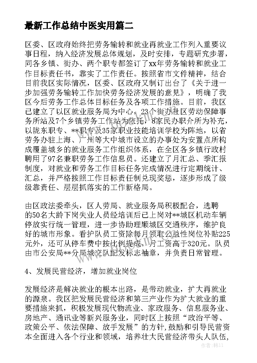 最新工作总结中医实用