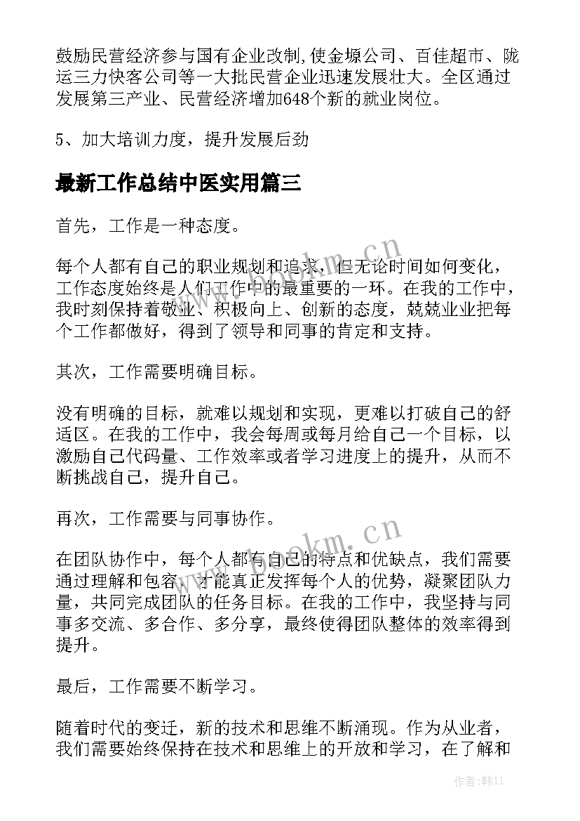 最新工作总结中医实用