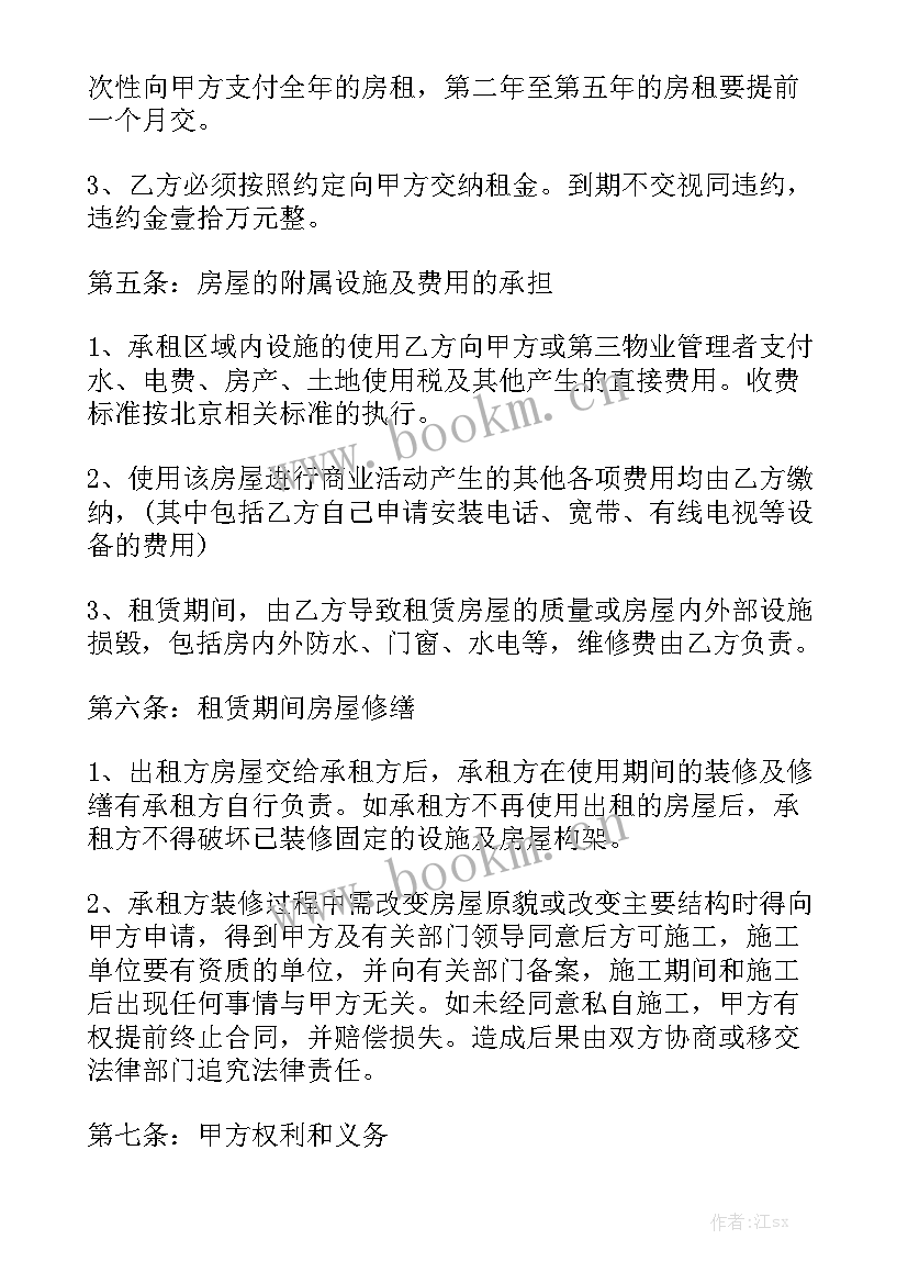 最新商业租房合同免费优秀