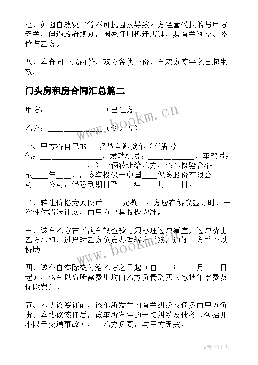 门头房租房合同汇总