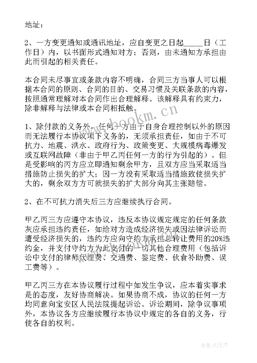 最新住房出租合同简单 转让合同实用