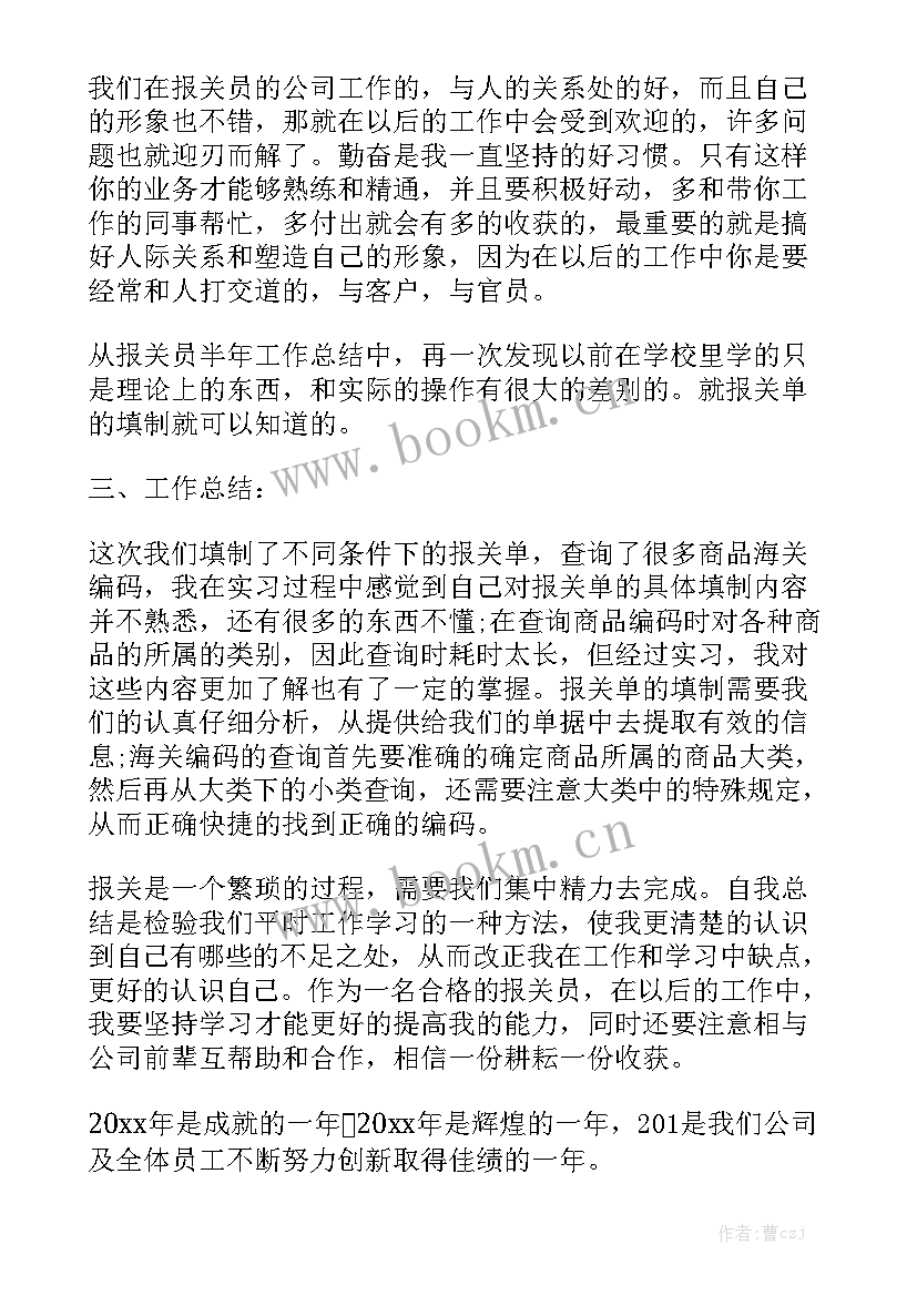 2023年报关工作总结 报关员个人工作总结实用