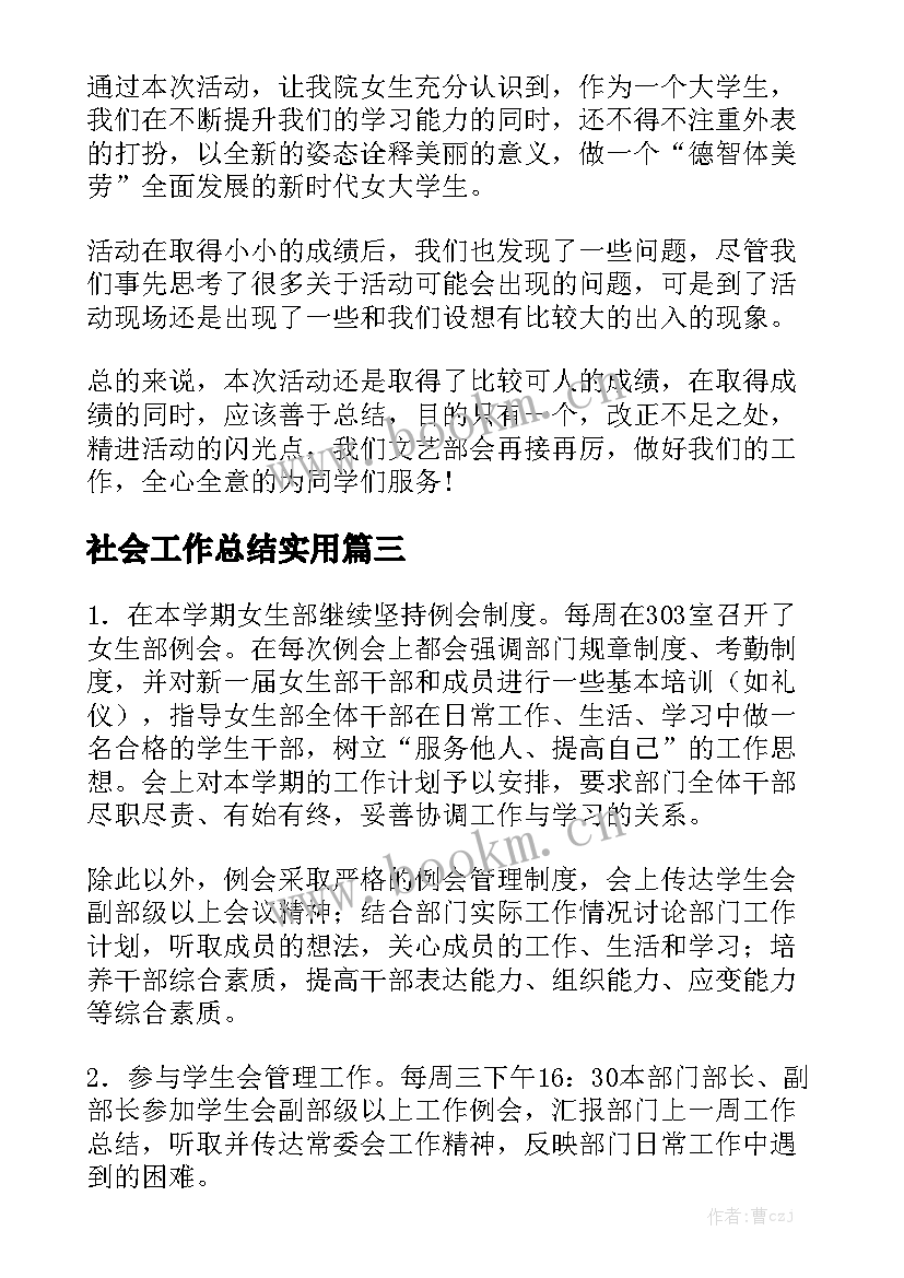 社会工作总结实用