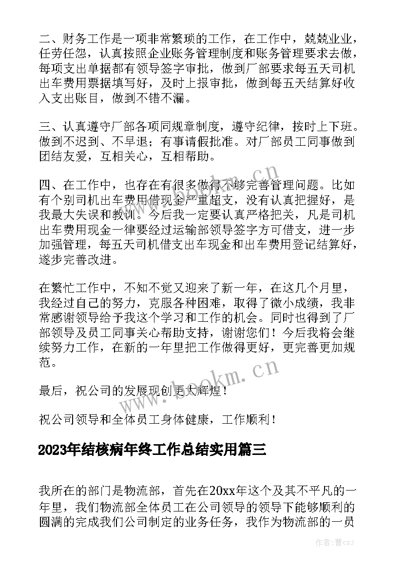 2023年结核病年终工作总结实用