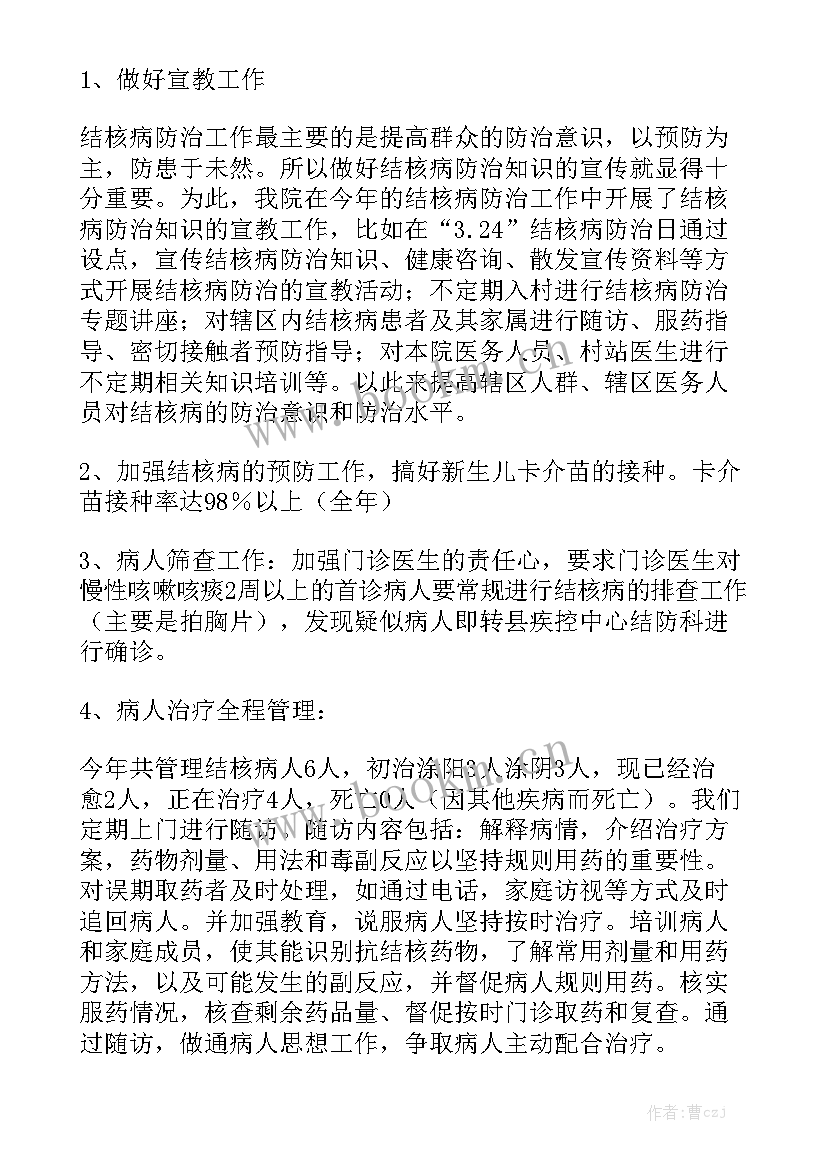 2023年结核病年终工作总结实用