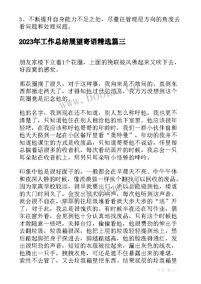 2023年工作总结展望寄语精选