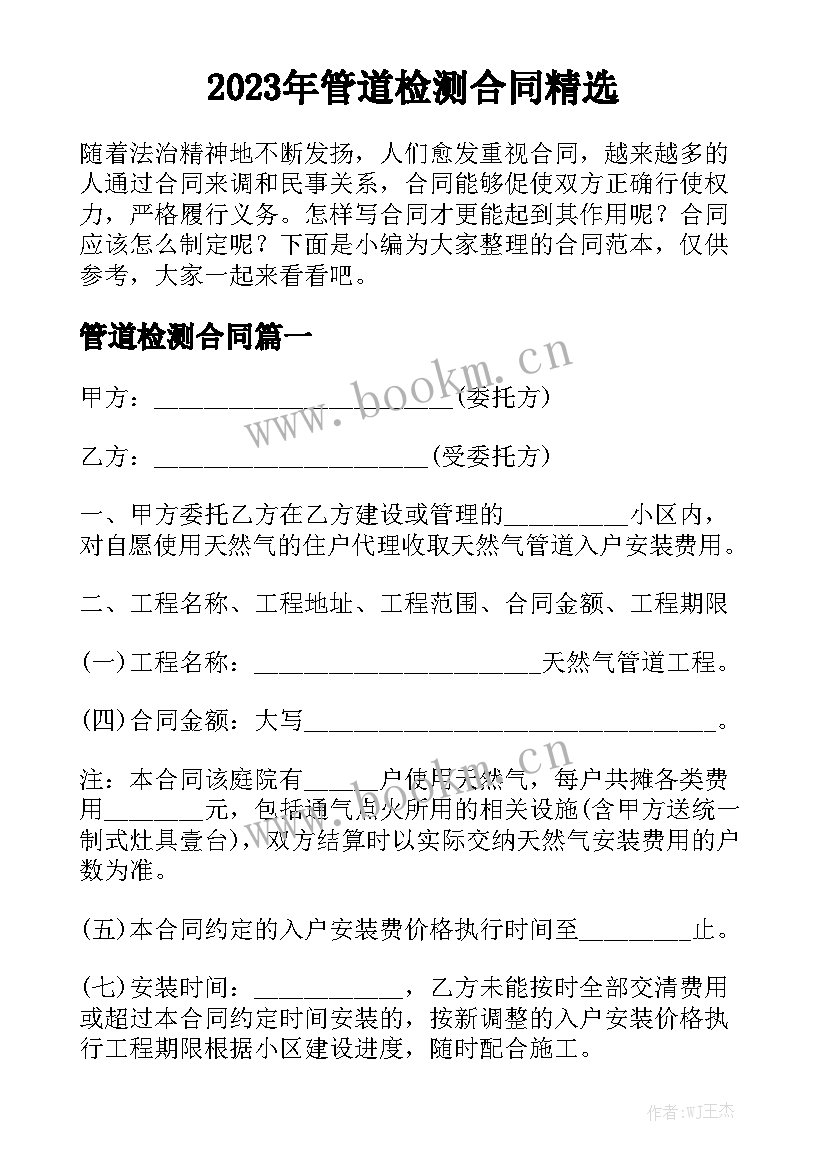 2023年管道检测合同精选