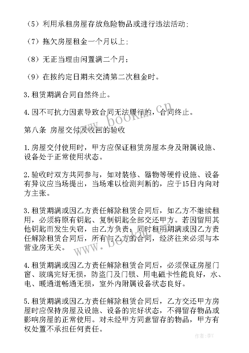 最新经营租房合同大全