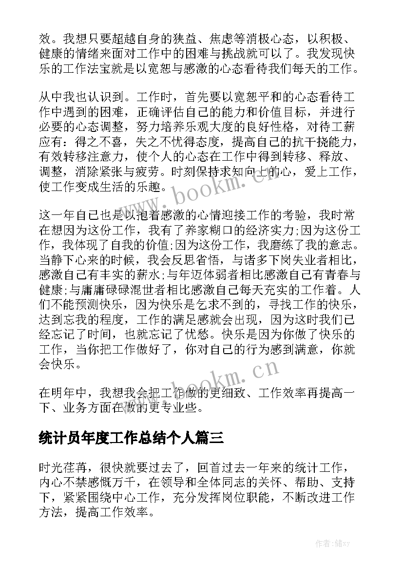 统计员年度工作总结个人