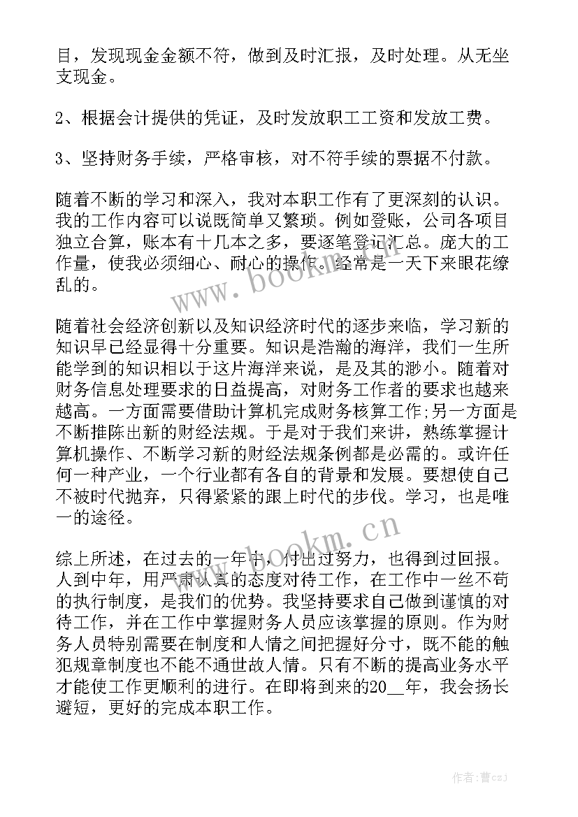 出纳工作年终总结