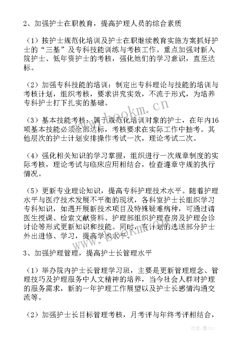 牙科护士个人工作计划表