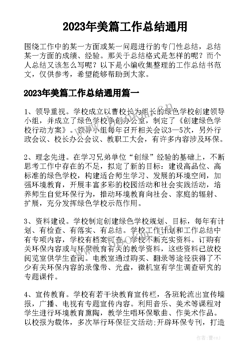 2023年美篇工作总结通用