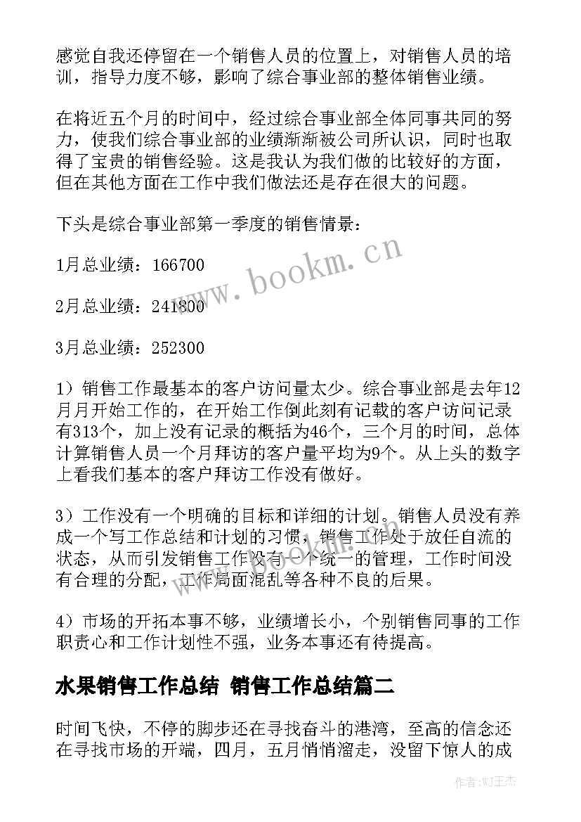 2023年水果销售工作总结 销售工作总结实用