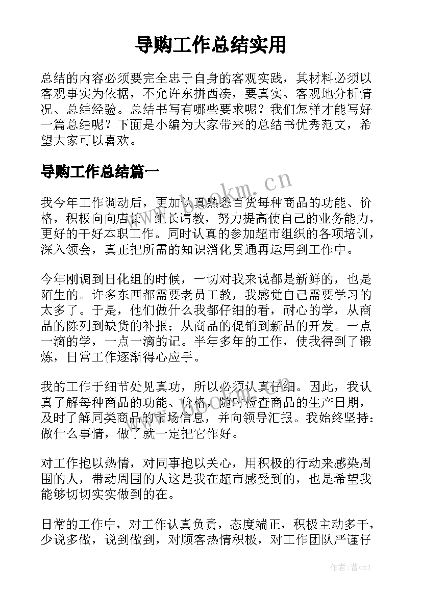 导购工作总结实用