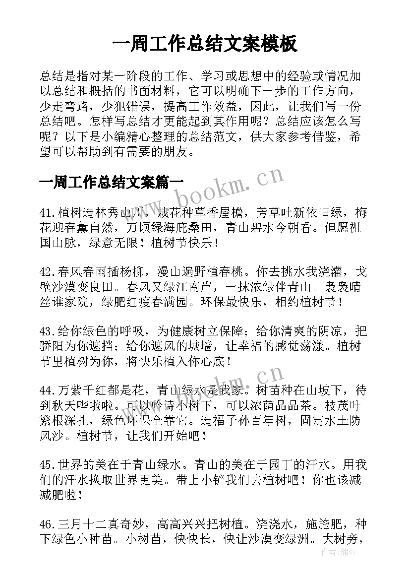 一周工作总结文案模板