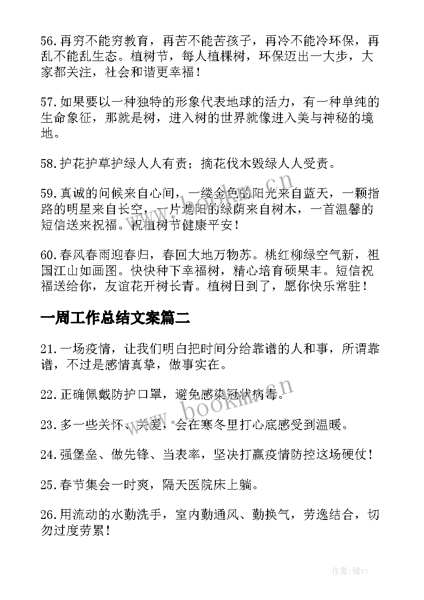 一周工作总结文案模板