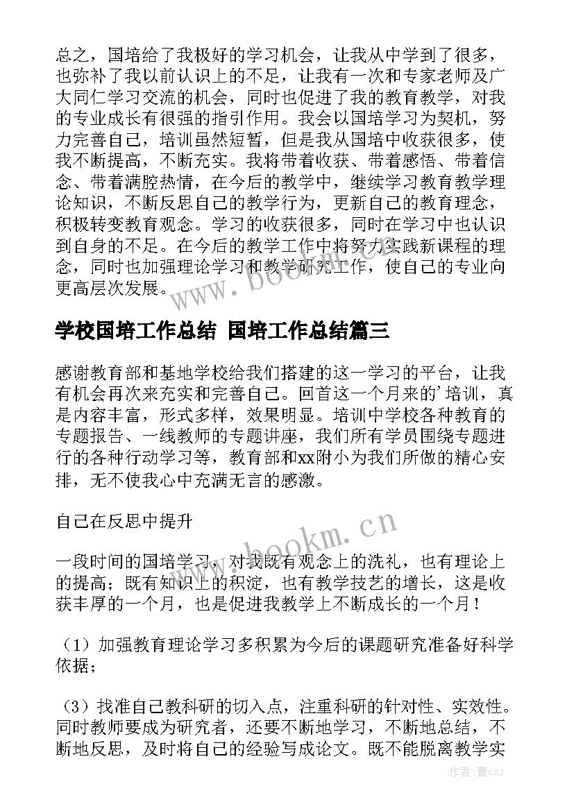 学校国培工作总结 国培工作总结优秀