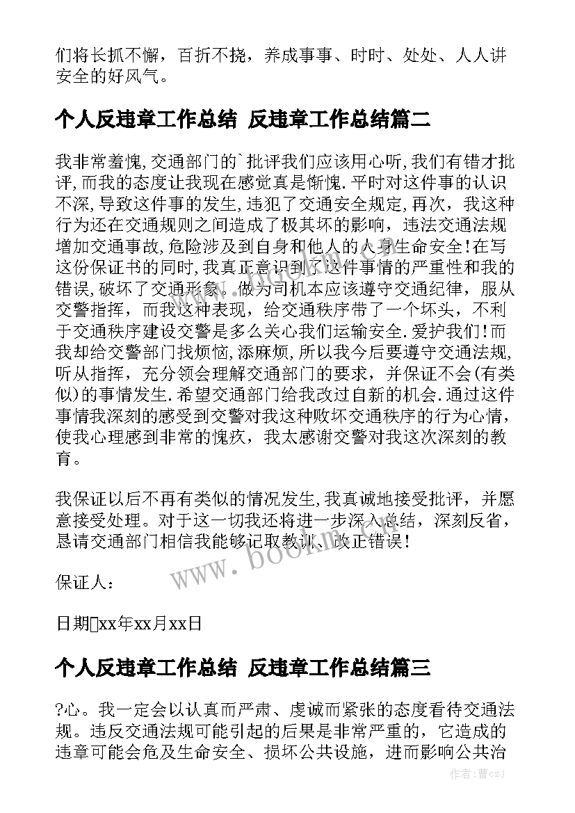 2023年个人反违章工作总结 反违章工作总结通用