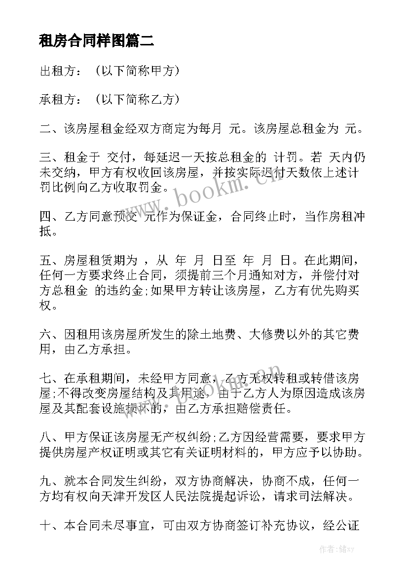 租房合同样图模板