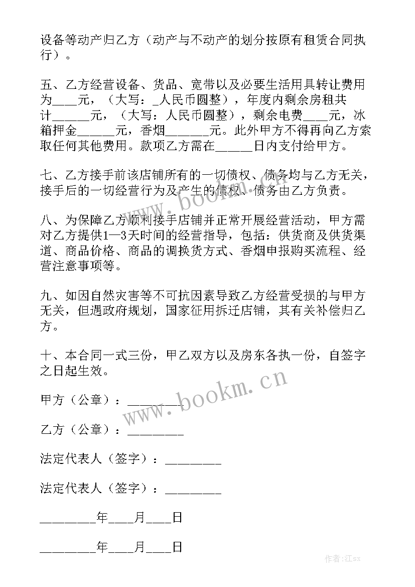 临街店铺门面转让合同 转让店铺合同优质