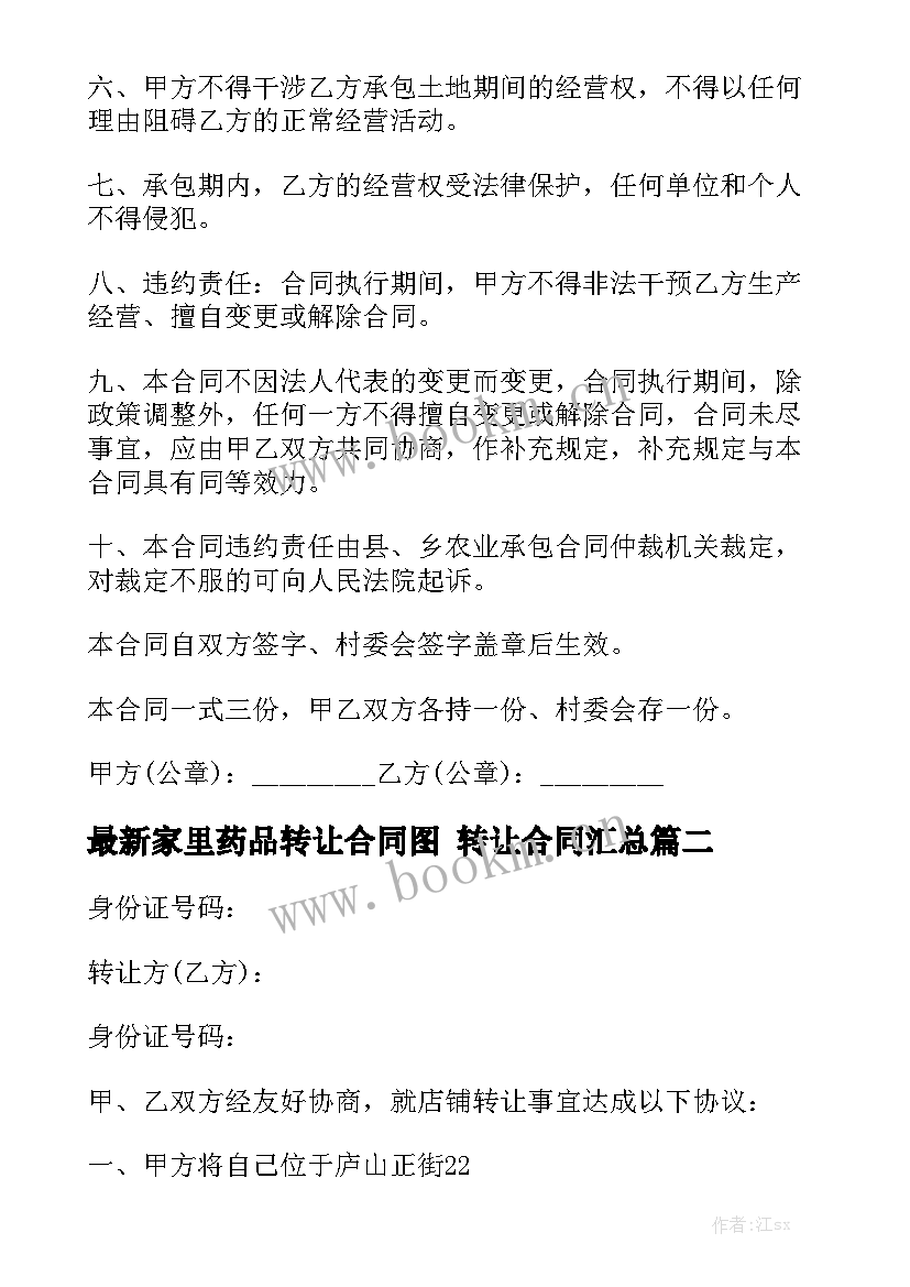 最新家里药品转让合同图 转让合同汇总