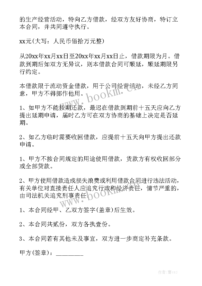 2023年公司个人借款协议精选