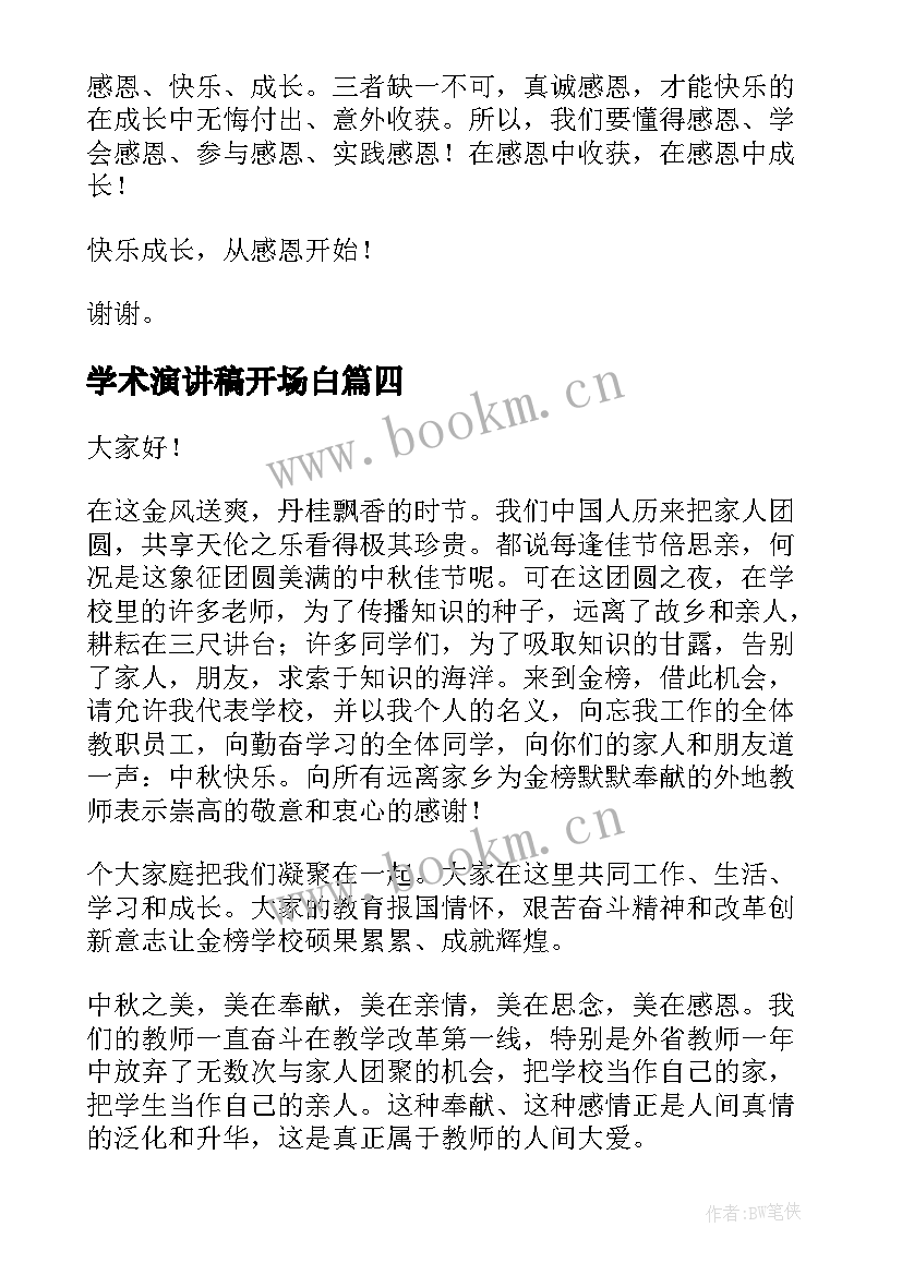 最新学术演讲稿开场白(优质5篇)