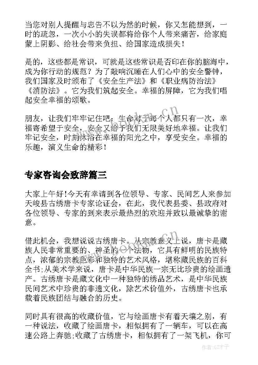 最新专家咨询会致辞(精选5篇)