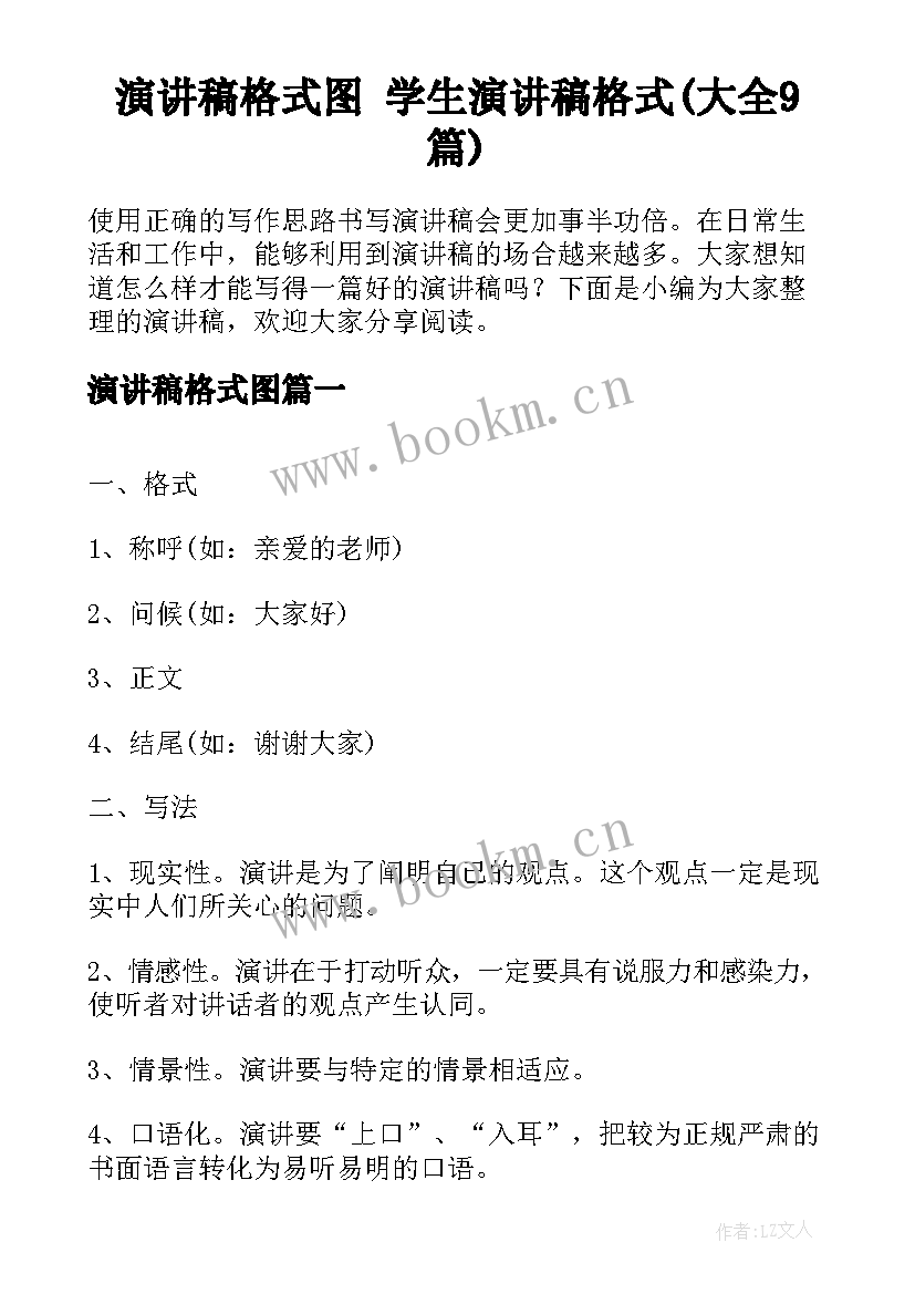 演讲稿格式图 学生演讲稿格式(大全9篇)