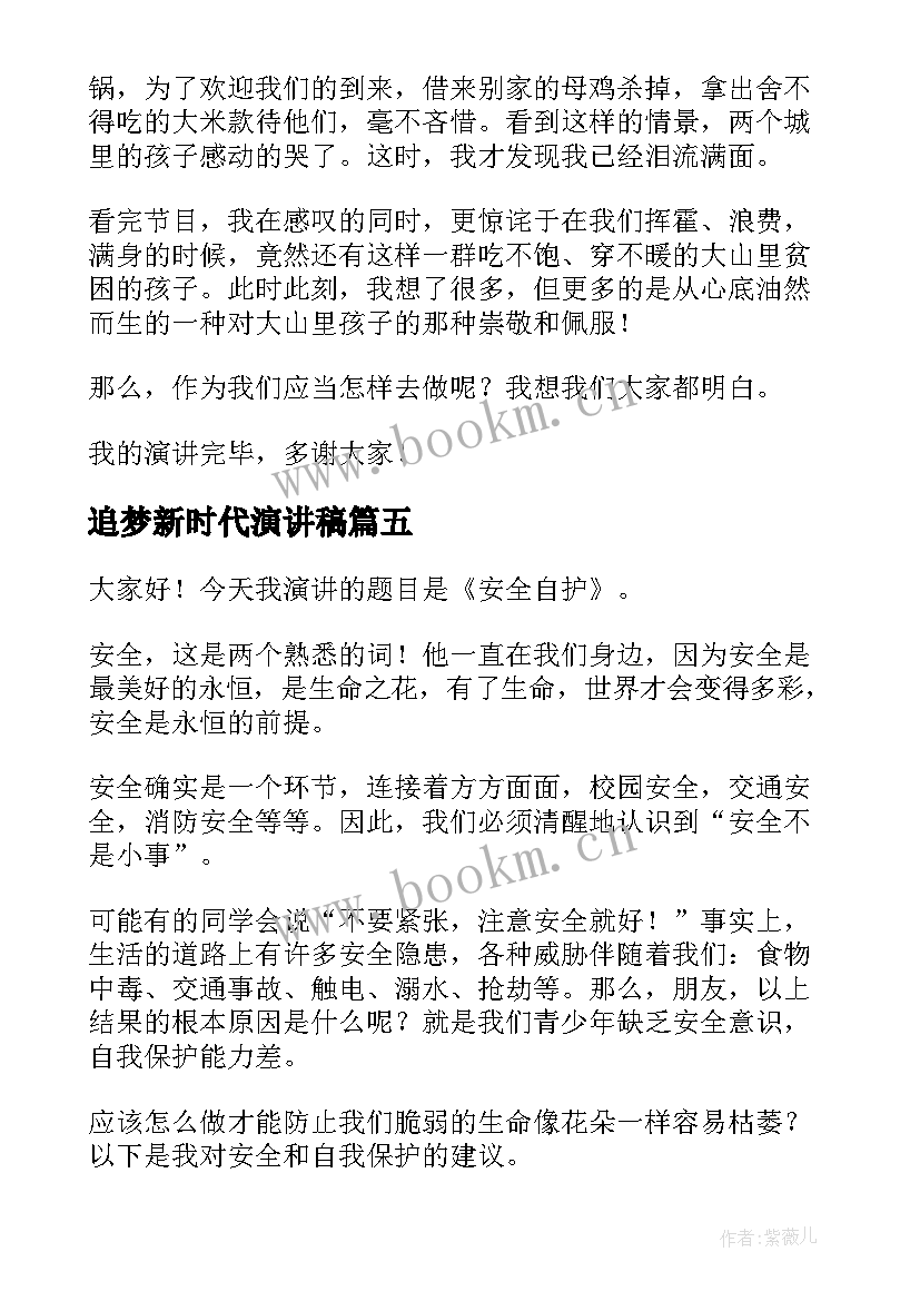 2023年追梦新时代演讲稿 三分钟演讲稿(通用5篇)