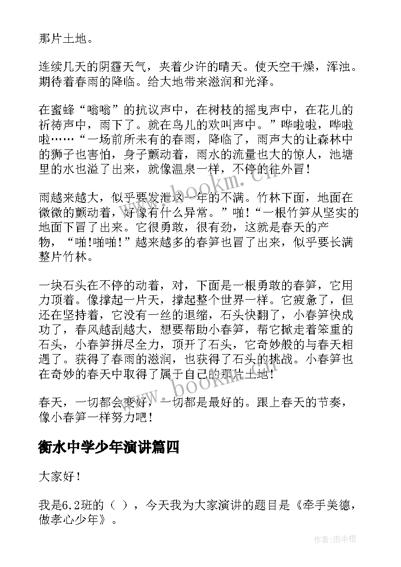 衡水中学少年演讲 少年的演讲稿(汇总6篇)