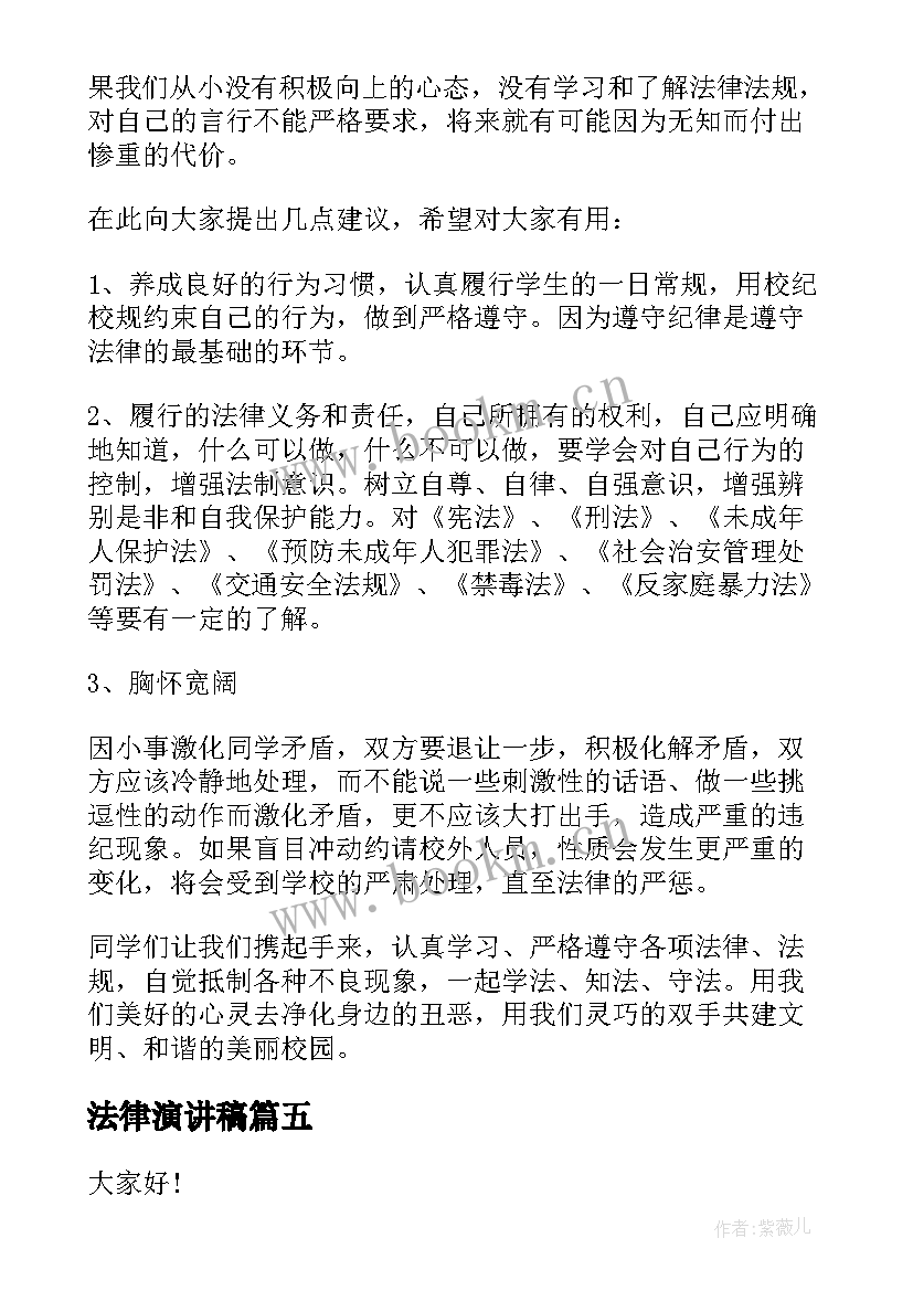 最新法律演讲稿(实用6篇)