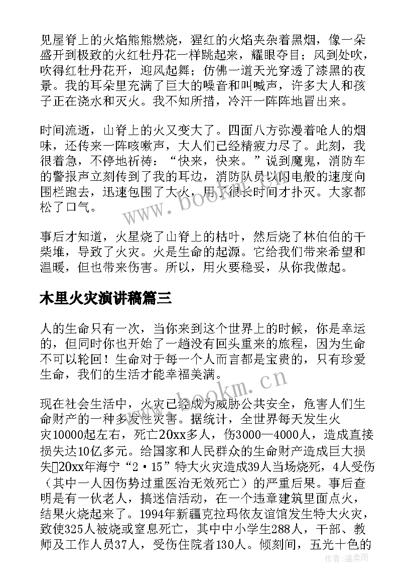 最新木里火灾演讲稿(精选5篇)