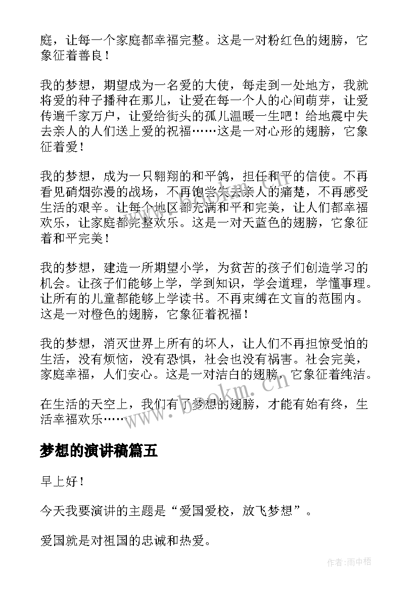 2023年梦想的演讲稿(优秀7篇)