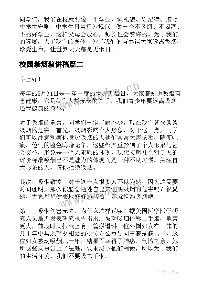 2023年校园禁烟演讲稿(大全8篇)