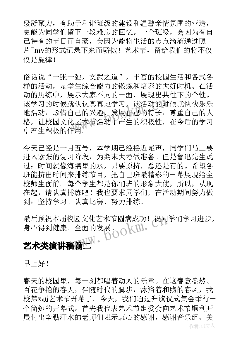 最新艺术类演讲稿(通用6篇)