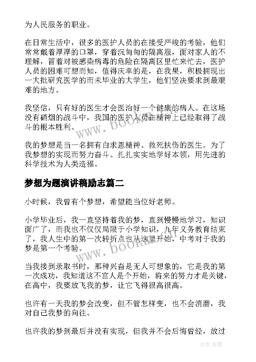 2023年梦想为题演讲稿励志(优质6篇)