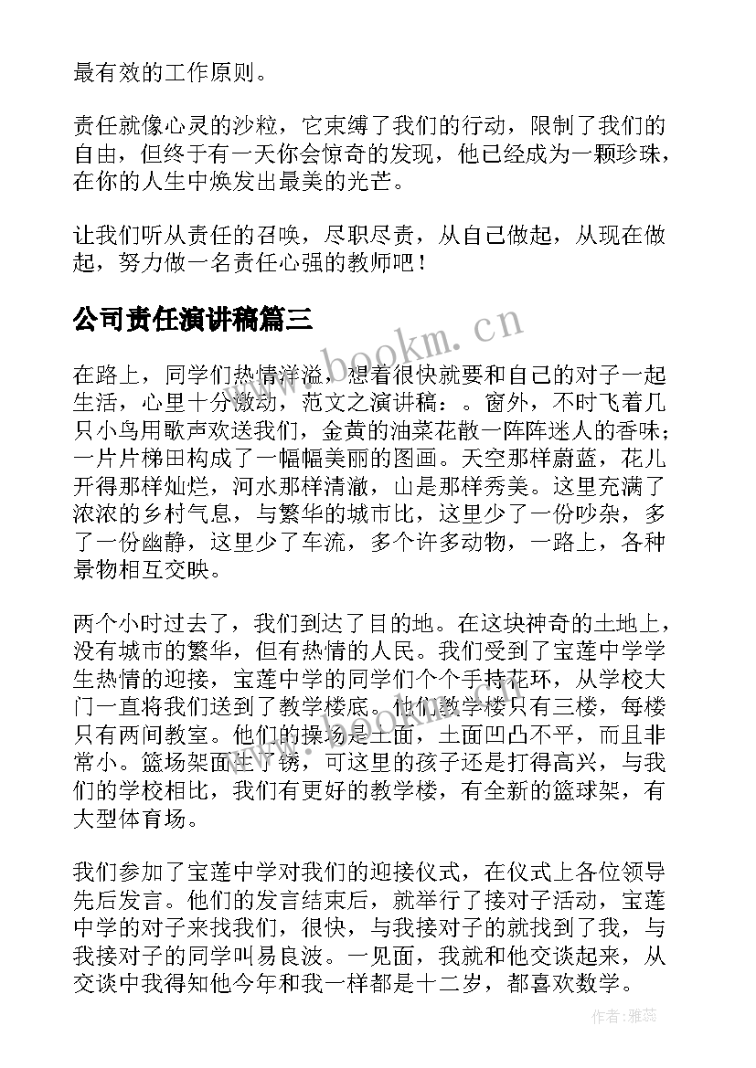 最新公司责任演讲稿(模板10篇)